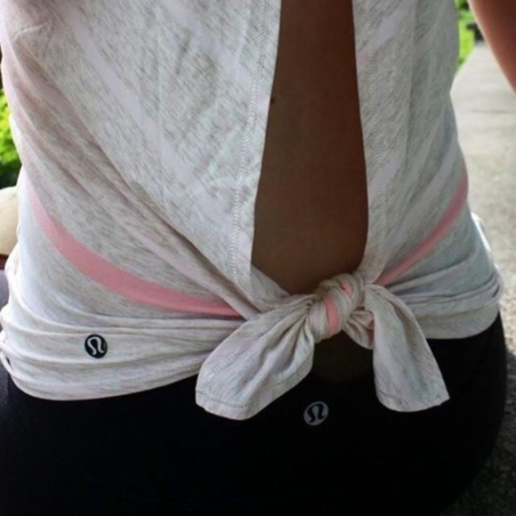 Lululemon Heathered Dune Pink Striped All Tied Up Tank Top 6 - Picture 2 of 7
